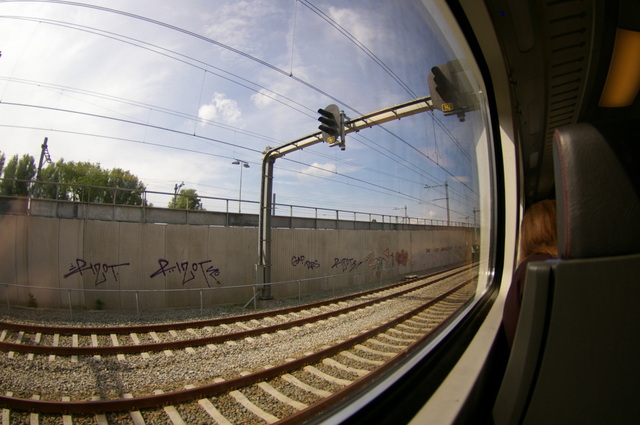 Onderweg met een fish-eye lens in de trein